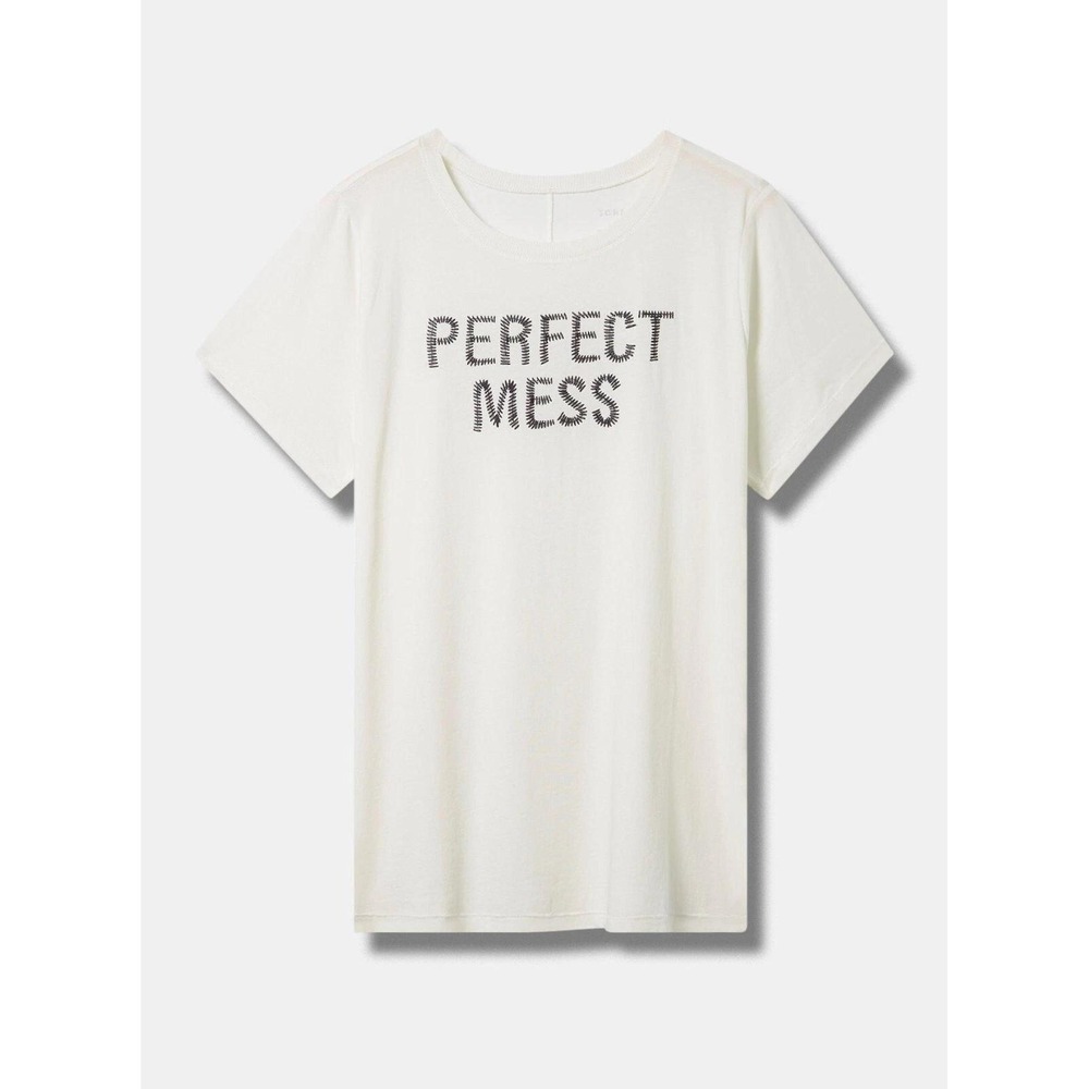 Torrid White Perfect Mess Graphic Tee Short Sleeve Crew Neck T-Shirt Plus 4 (4X)